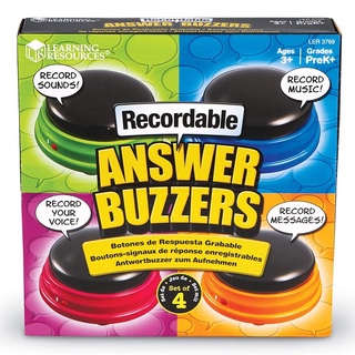 Learning Resources, Recordable Answer Buzzers (Set of 4) ชุดกระดิ่งสัญญานอัดเสียงได้ (1 ชุดมี 4 ชิ้น) ของเล่นเด็ก 3 ปี+