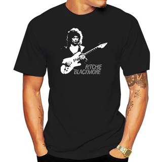 เสื้อยืดผ้าฝ้ายพิมพ์ลายขายดี เสื้อยืด พิมพ์ลาย Ritchie Blackmore สีดํา ไซซ์ S ถึง 5XL