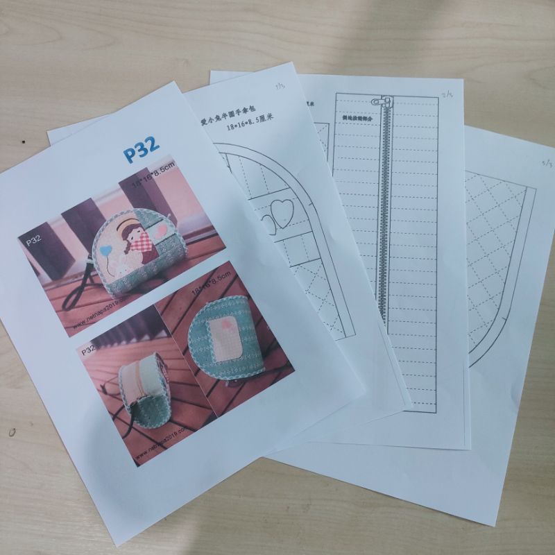 กระดาษแพทเทิร์นกระเป๋าอเนกประสงค์ P32 แพทเทิร์นกระเป๋าผ้า
