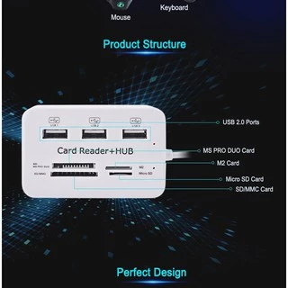 Micro USB Hub Combo 2.0 3 Ports Card Reader High Speed Multi USB Splitter Hub USB Combo All In One for PC Computer