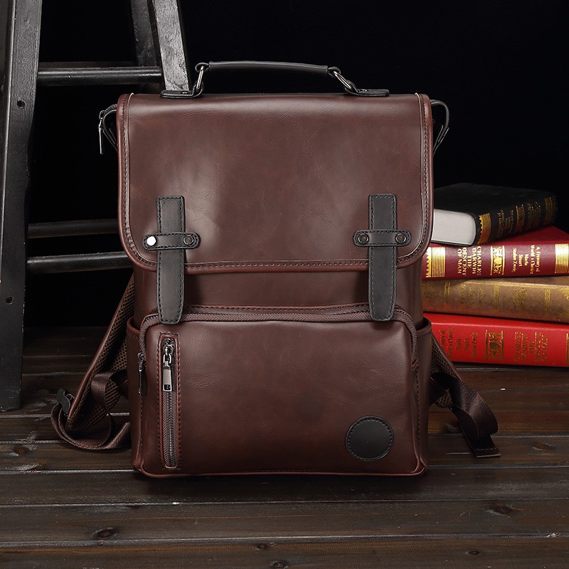 Crazy Horse Leather Man Backpacks Fashion School Bags British Style Man Travel Bagpack