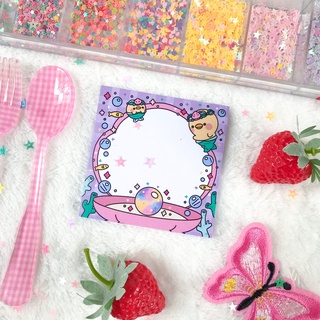 miniginn - Twinkle mermaid memopad 8x8 cm. กระดาษโน้ต จดบันทึก เมโมแพด