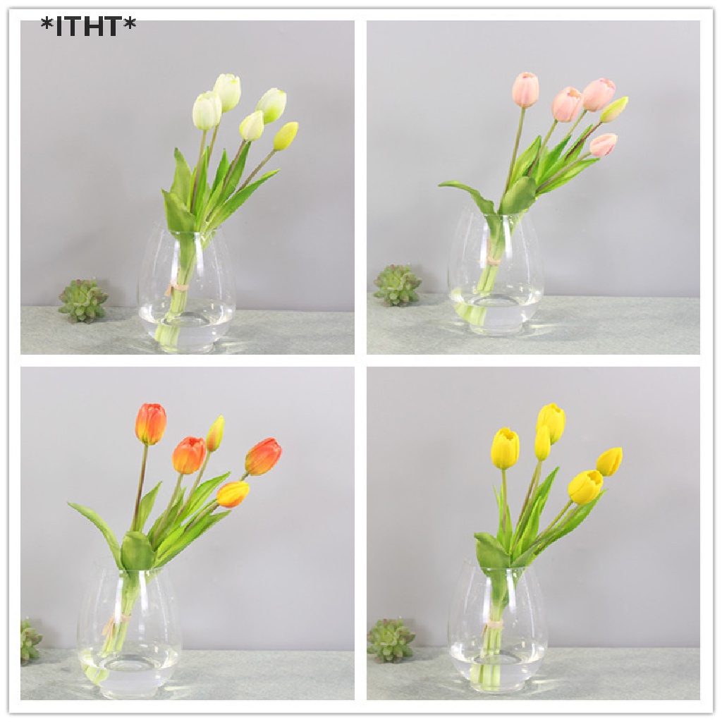 Itht ช่อดอกทิวลิปปลอม ซิลิโคน สัมผัสเหมือนจริง หรูหรา สําหรับตกแต่งบ้าน