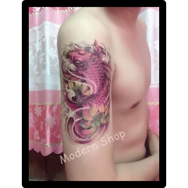 แทททูลายปลา#ปลาคราฟ#ปลาสีขาว-ดำ ✨สวยเหมือนสักจริง✨Tattoo Sticker สติ๊กเกอร์รอยสักปลอมชั่วคราวกันน้ำได้