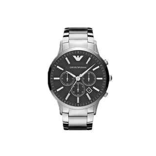 EMPORIO ARMANI นาฬิกาข้อมือผู้ชาย รุ่น AR2460 Sportivo Chronograph Black Dial - Silver