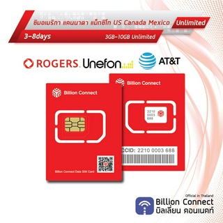 US Canada Mexico Sim Card Unlimited 3GB-10GB : ซิมอเมริกา แคนนาดา แม็กซิโก3-8วัน by ซิมต่างประเทศ BC