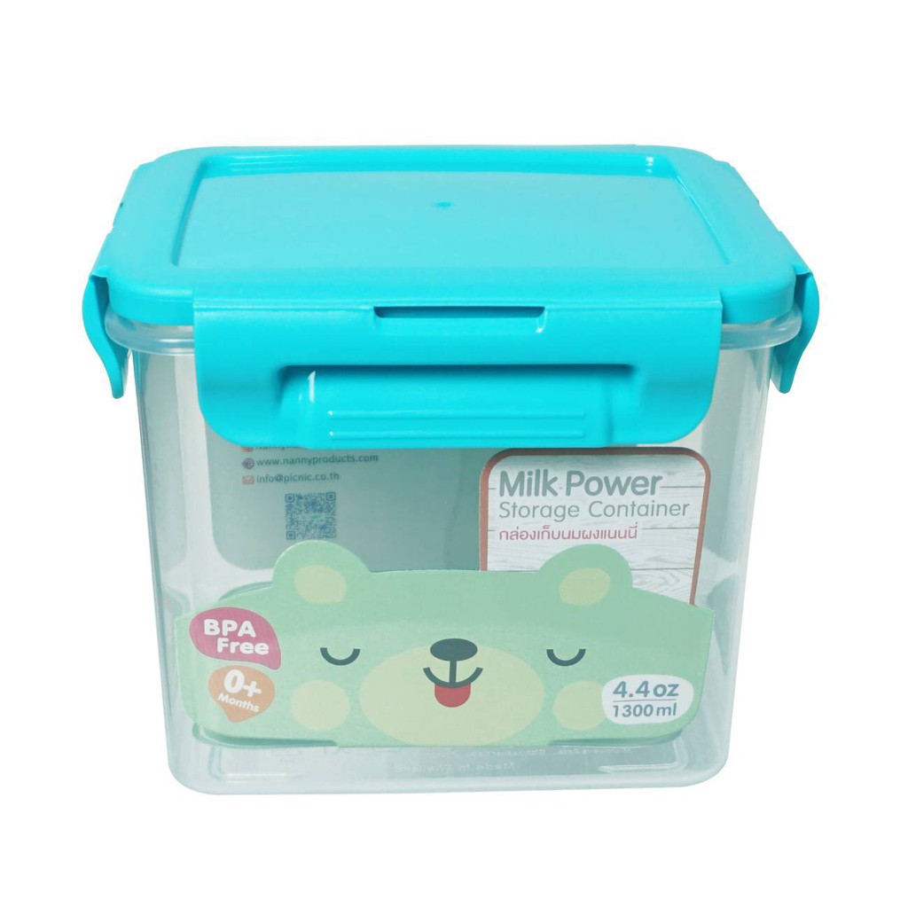 Nanny- กล่องเก็บนมผงขนาด 1300 ml.คลิปล๊อกแน่นมาก รุ่นใหม่มีช้อนค่ะ