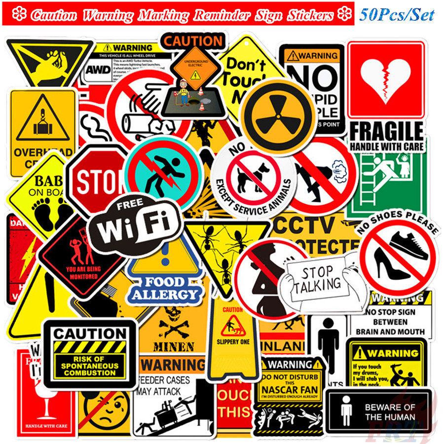 ❉ Warning Sign Series 03 สติ๊กเกอร์ ❉ 50Pcs/Set Caution Warning Marking Reminder Sign DIY Fashion Mi