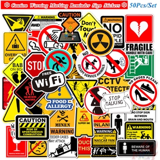 ❉ Warning Sign Series 03 สติ๊กเกอร์ ❉ 50Pcs/Set Caution Warning Marking Reminder Sign DIY Fashion Mixed Luggage Laptop Skateboard Doodle Decals สติ๊กเกอร์