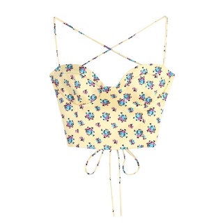 [𝗣𝗥𝗘-𝗢𝗥𝗗𝗘𝗥]🌻Mody flower top เสื้อครอปลายดอกไม้สายคล้องคอเปิดหลัง