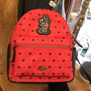 SALE ‼️4,490. COACH #F59831 MINI CHARLIE BACKPACK IN PRAIRIE BANDANA PRINT WITH MICKEY