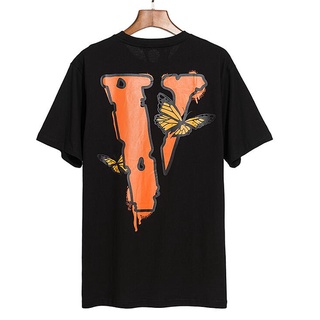 Vlone เสื้อยืดแขนสั้น ผ้าฝ้าย พิมพ์ลาย แฟชั่นสําหรับผู้ชาย และผู้หญิง