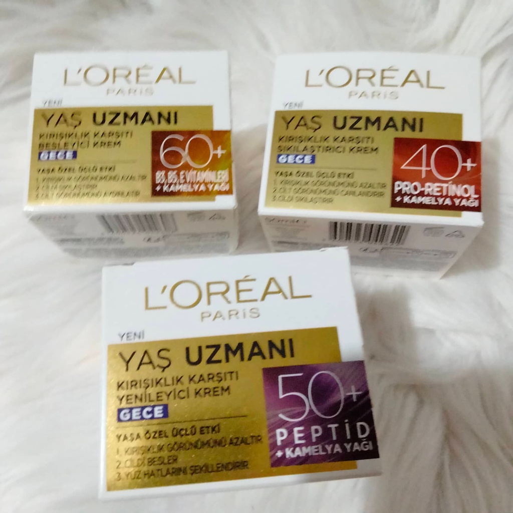 (พร้อมส่ง Night Cream) ลอรีอัล L'Oreal Paris ครีมสำหรับกลางคืน อายุ 40+ 50+ 60+ สำหรับต่อต้านริ้วรอย