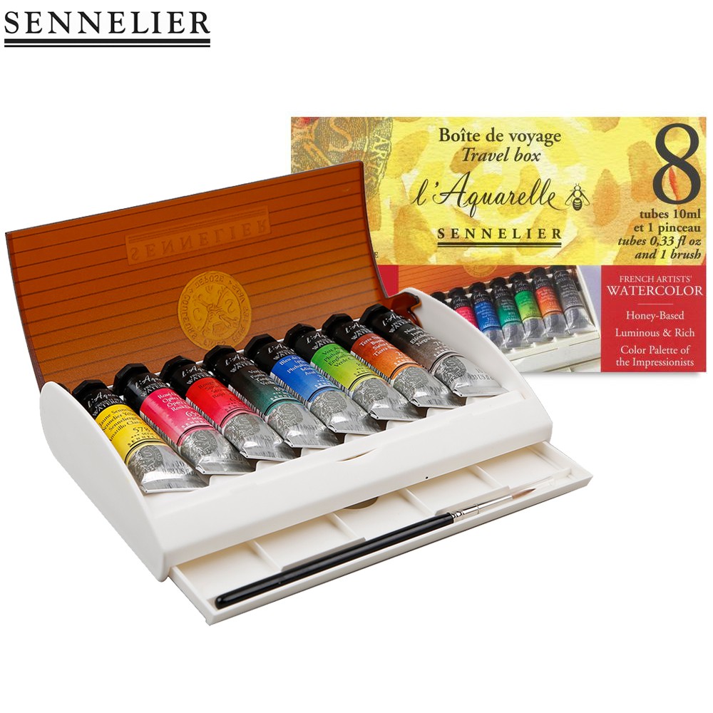 Sennelier ชุดสีน้ำ 8 หลอด + พู่กันขนเซเบิล # N131642