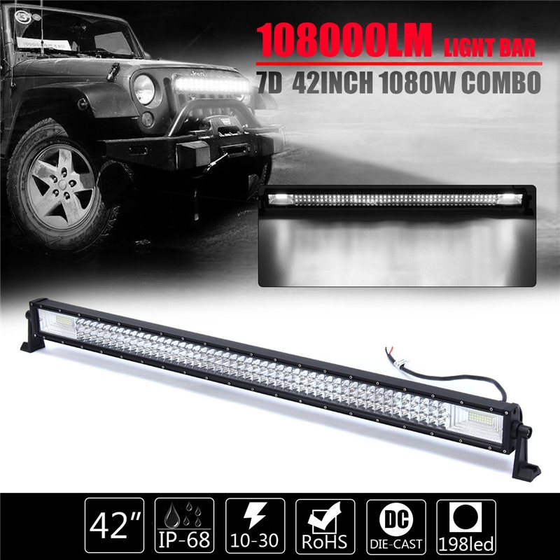 1080W 42 นิ้ว LED Light Bar ไฟ LED ทํางาน 198LED Spot Flood Combo LED Bar Offroad สําหรับรถบรรทุก