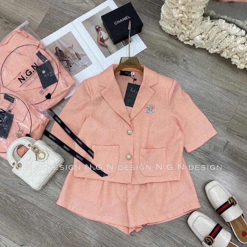 SOCK เสื้อกั๊กคอปก+กางเกงขาสั้น Set ️ สินค้า NGN ชั้น 1