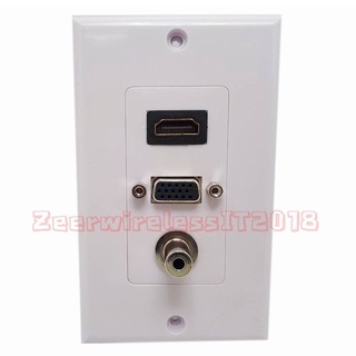หน้ากากเต้ารับ Outlet HDMI / VGA / Jack 3.5 ติดในผนัง 11.5Cm*7Cm