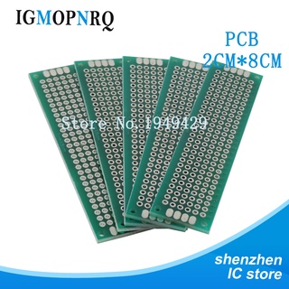 บอร์ดวงจรพิมพ์ PCB แบบสองด้าน ขนาด 2x8 ซม. diy จํานวน 5 ชิ้น