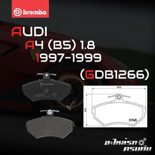 ผ้าเบรกหน้า BREMBO สำหรับ AUDI A4 (B5) 97 (B5) 1.8 97-99  (P85042B)