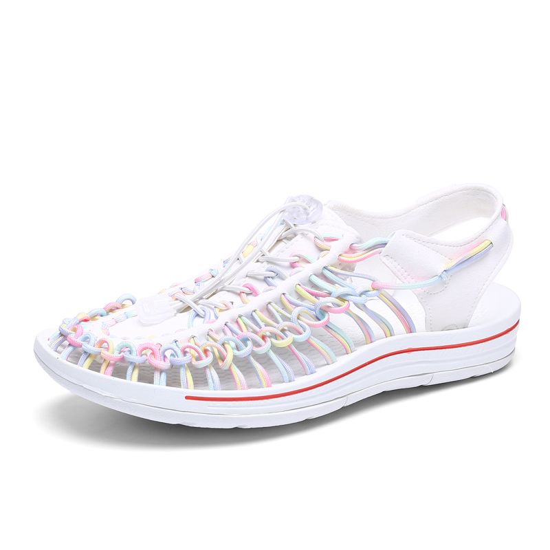 พร้อมส่ง‼️ New Color สีรุ้ง🌈 รองเท้าถักเชือก FASHION สไตล์ Keen Sandal รองเท้าถักเชือก✅️พร้อมส่
