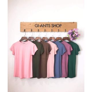&lt;มีสีเหลือง☀&gt;เสื้อยืดสีพื้น คอกลม แขนเต่อ แบรนด์ Gi-ants shop👕