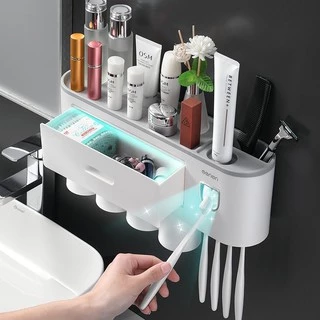 ที่วางแปรงสีฟัน ที่บีบยาสีฟัน ชั้นวางของในห้องน้ำ ที่แขวนแปรงสีฟัน พร้อมแก้ว ติดตั้งง่าย พร้อมส่ง มี7