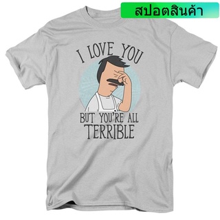 เสื้อยืดลําลอง แขนสั้น พิมพ์ลายการ์ตูน Bob Burgers สีพื้น สําหรับผู้ชาย QW246VB