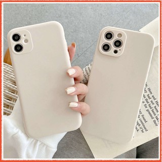 เคสไอโฟนสีขาว แบบนิ่ม TPU ป้องกันกล้องแบบเต็มรูปแบบ เคส Apple iPhone 11 Pro Max Xr X เคสไอโฟน12 8 iPhone12 mini เคสไอโฟน7พลัส XS Max SE 2020 7 plus เคสi11 เคสไอ8 พลัส i Phone 8plus เคสไอโฟน 12 Case