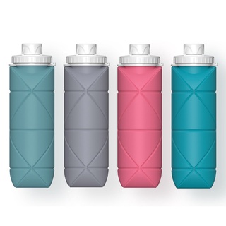 600ml Water Bottles Foldable Water Bottle Leakproof Fold Silicone Water Bottles Outdoor Hiking Camping