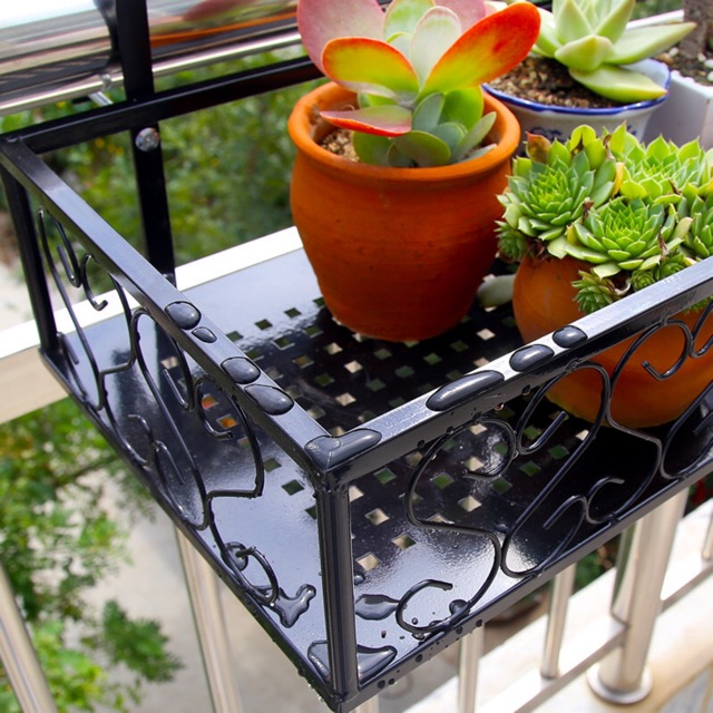 Balcony Hanging Flower Stand Iron Flower Rack Plant Stand Metal Plant ...