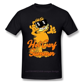 เสื้อยืดผ้าฝ้ายพิมพ์ลายขายดี เสื้อยืดแขนสั้น พิมพ์ลายการ์ตูนอนิเมะ Garfield Odie Pooky Manga สีดํา แฟชั่นฤดูร้อน สไตล์คล