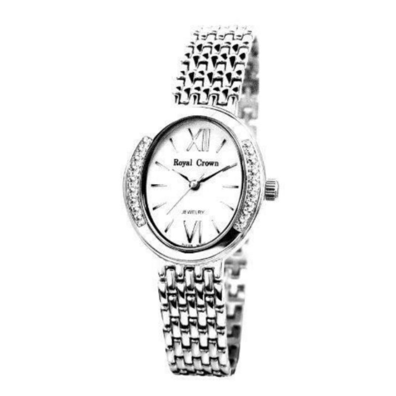 Royal Crown นาฬิกาข้อมือผู้หญิง สายสแตนเลส ประดับเพชร cz อย่างดี รุ่น 6309 (สี Silver)