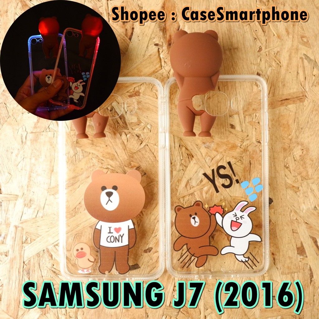 SAMSUNG J7 (2016) เคสบราวน์เกาะหลัง มีไฟ  เคสเกาะหลัง  j72016