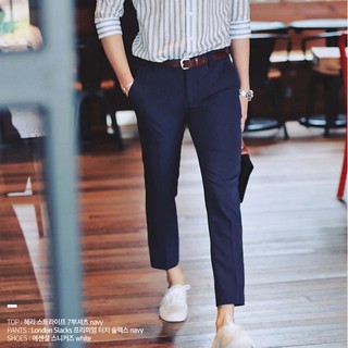 Fashion Casual Slacks Cropped Pants X201 กางเกงสแล็คชาย 5ส่วน สไตย์เกาหลี กางเกงขายาวชาย