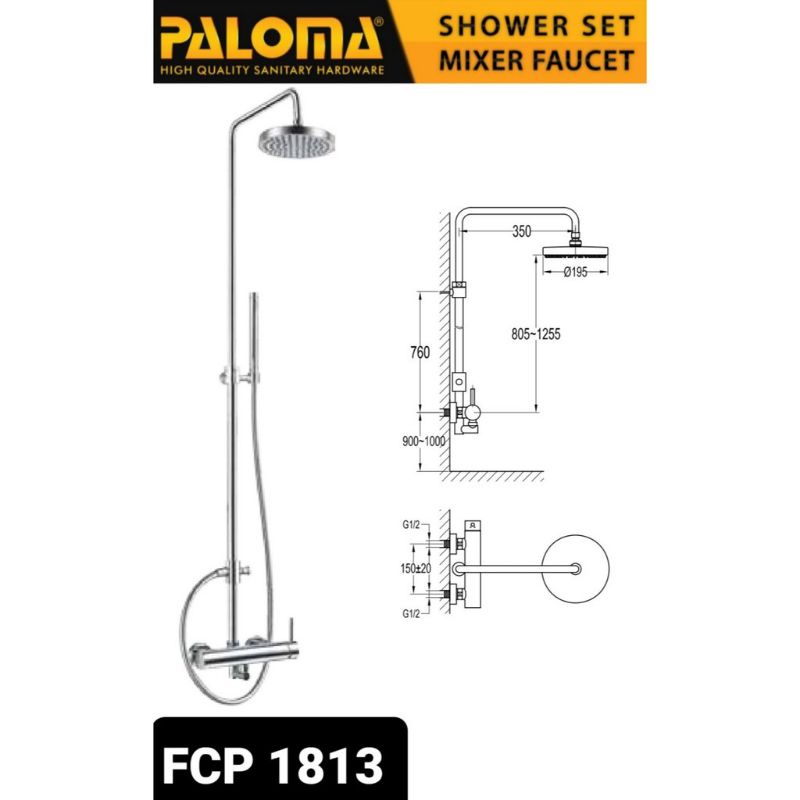Paloma Eolica ก๊อกน้ําฝักบัวอาบน้ํา คอลัมน์มิกเซอร์ FCP 1813