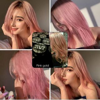 Pink gold 🍑ชมพูอมส้ม สีผมออแกนิก ทำสีพร้อมบำรุงในตัว*ไม่ใช่แว๊กไม่ลอกสีไม่ตกเลอะเสื้อผ้า,ผิวหนัง