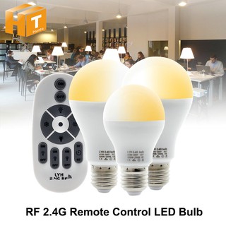 หลอดไฟอัจฉริยะ Led E27 Ac86-265V 6W 9W 12W โคมไฟเย็นสีขาว Rf 2.4G รีโมทควบคุม