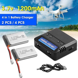 แบตเตอรี่ Lipo 3.7V 1200mAh 25C 4 in 1 เครื่องชาร์จแบต สำหรับ Syma X5 X5C X5SC X5SW Quadcopter BC590