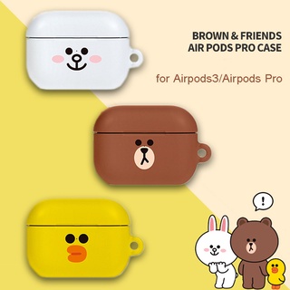 เคสแข็ง ลาย Line Friends Brown Cony พร้อมพวงกุญแจโลหะ กันกระแทก สําหรับ Apple Airpods 3 Airpods Pro Sally