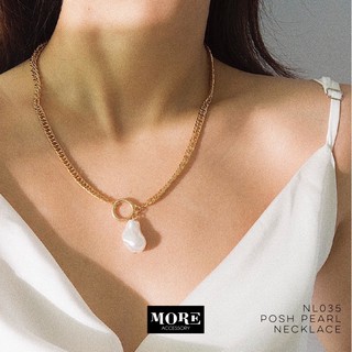 Posh Pearl Necklace ❣︎ สร้อยคอสีทองลายโซ่ จี้มุกน้ำจืด