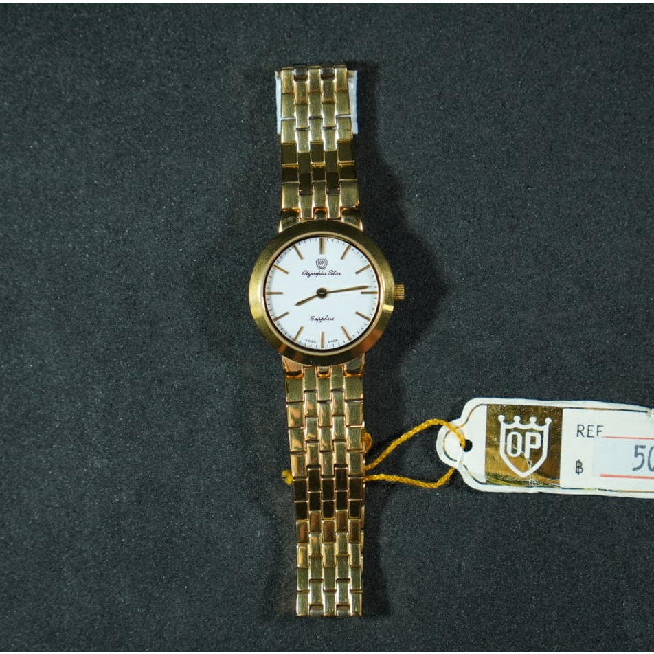 OP olym pianus sapphire นาฬิกาข้อมือผู้หญิง รุ่น 58003L-206 เรือนทอง (ของแท้ประกันศูนย์ 1 ปี )  NATEETONG