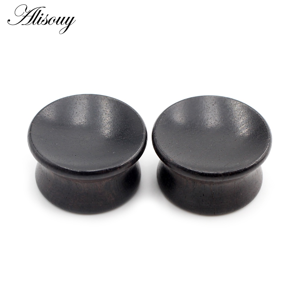 Alisouy 2 ชิ้น 6 มม. - 20 มม. เว้า ไม้ธรรมชาติ ผู้ชาย ผู้หญิง อุโมงค์หู ปลั๊ก ขยาย เกจวัด ต่างหู เจาะร่างกาย เครื่องประดับ