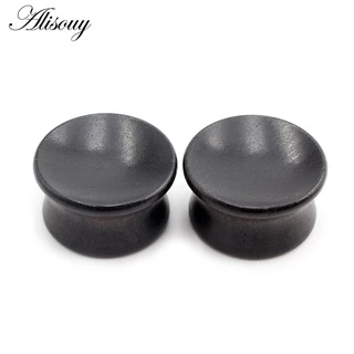 Alisouy 2 ชิ้น 6 มิลลิเมตร-20 มิลลิเมตรเว้าไม้ธรรมชาติผู้ชายผู้หญิงหูอุโมงค์ปลั๊ก Expander Stretchers วัดต่างหูเจาะเครื่องประดับ