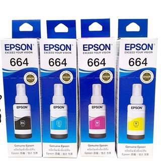 พร้อมส่ง!! ของแท้พร้อมกล่อง หมึกเติม EPSON T664  BK / C / M / Y หมึกแท้พร้อมกล่อง