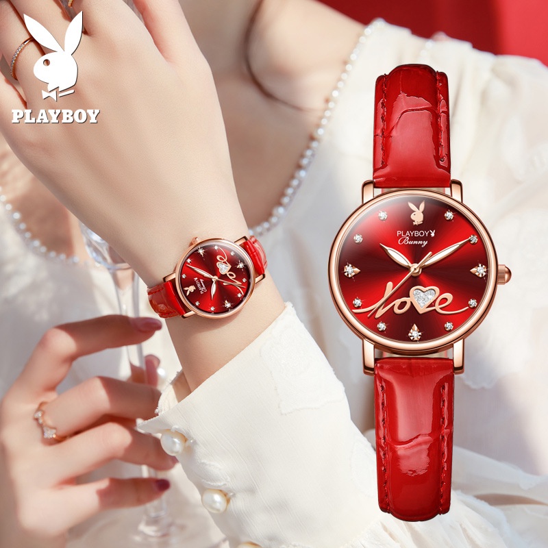 Playboy Famous Brand Watch 2059 (ของแท้+กล่องของขวัญ) นาฬิกาข้อมือ กันน้ํา ของขวัญ แฟชั่น สําหรับผู้หญิง