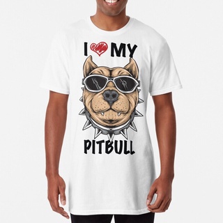 T-shirt  เสื้อยืดแขนสั้นลําลอง พิมพ์ลาย I Love My Pitbull สีขาว สไตล์ฮิปฮอป แฟชั่นฤดูร้อน สําหรับผู้ชายS-5XL