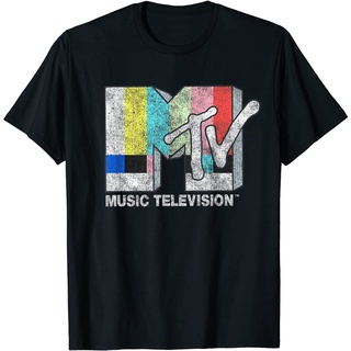 เสื้อยืดโอเวอร์ไซส์เสื้อยืด พิมพ์ลายโลโก้ Mtv TV สไตล์วินเทจS-3XL