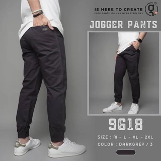 ⚡GW⚡NO.9618 กางเกงขายาว ผู้ชาย เอวยืด ขาจั้มพ์ Jogger Pants ผ้าคอตต้อน ยาว 35.5-38.5 นิ้ว ไซส์ M-4XL