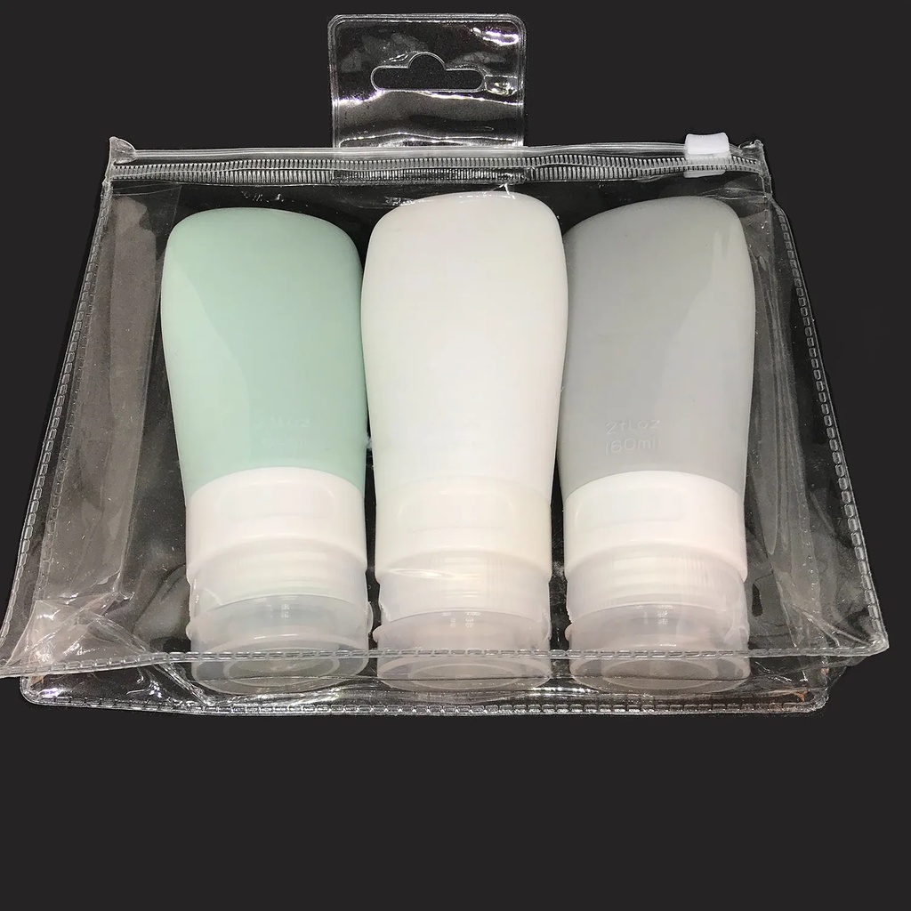 RePlanetMe Travel Tube For Liquid Toiletries (Set of 3-60 ml Bottles) ขวดแชมพูสบู่สำหรับเดินทาง (เซ็ท 3 ขวด) (110 g)