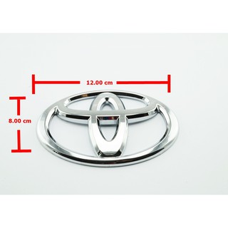 ป้ายโลโก้Toyota พลาสติกชุบโครเมี่ยมขนาด 12.0x8.0cm ติดตั้งด้วยเทปกาวสองหน้าด้านหลัง